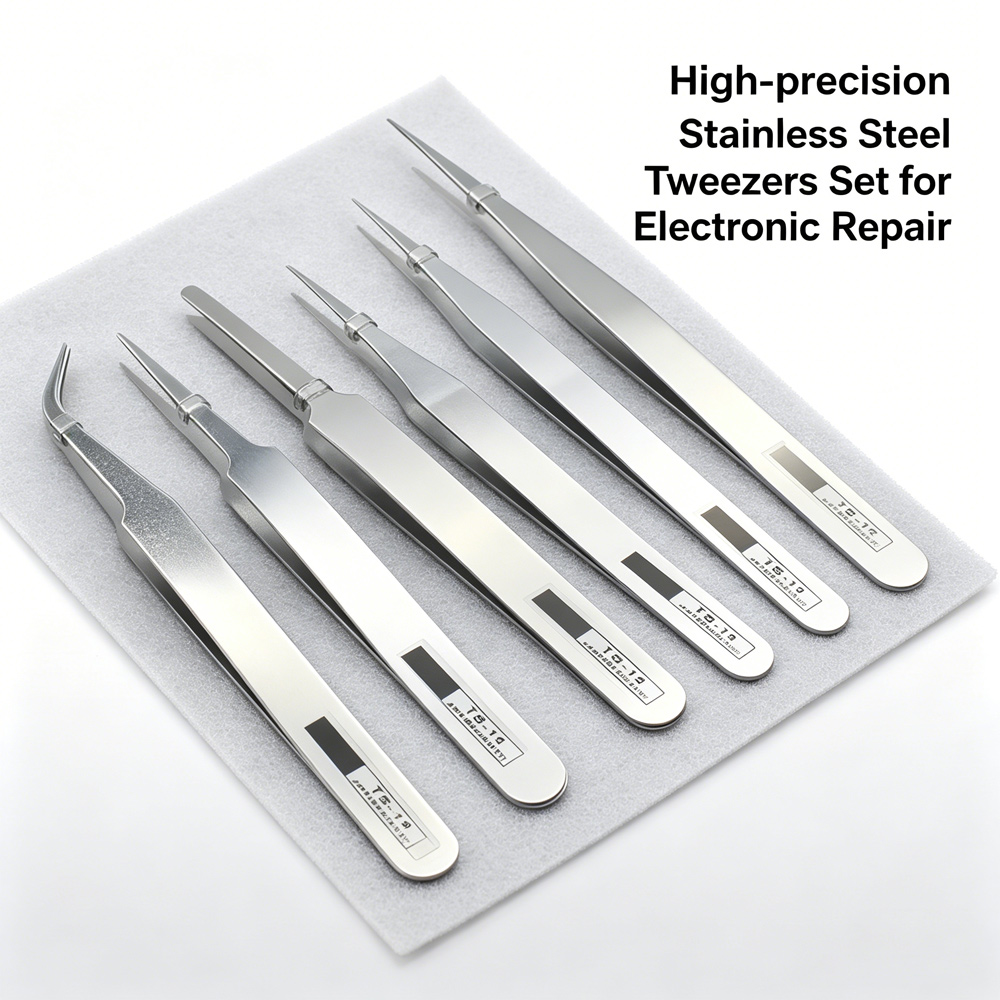 Electronics Repair Tool Kit - Anti-magnetic Stainless Steel Tweezers Kit 6