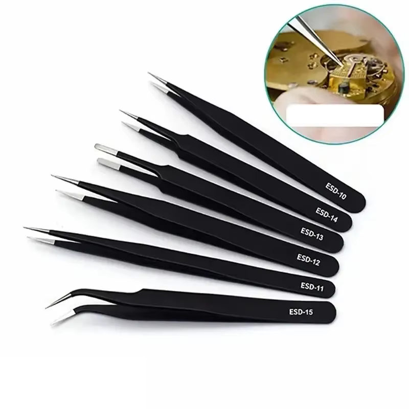 Electronics Repair Tool - 6pcs Precision Long Tweezers Set ESD