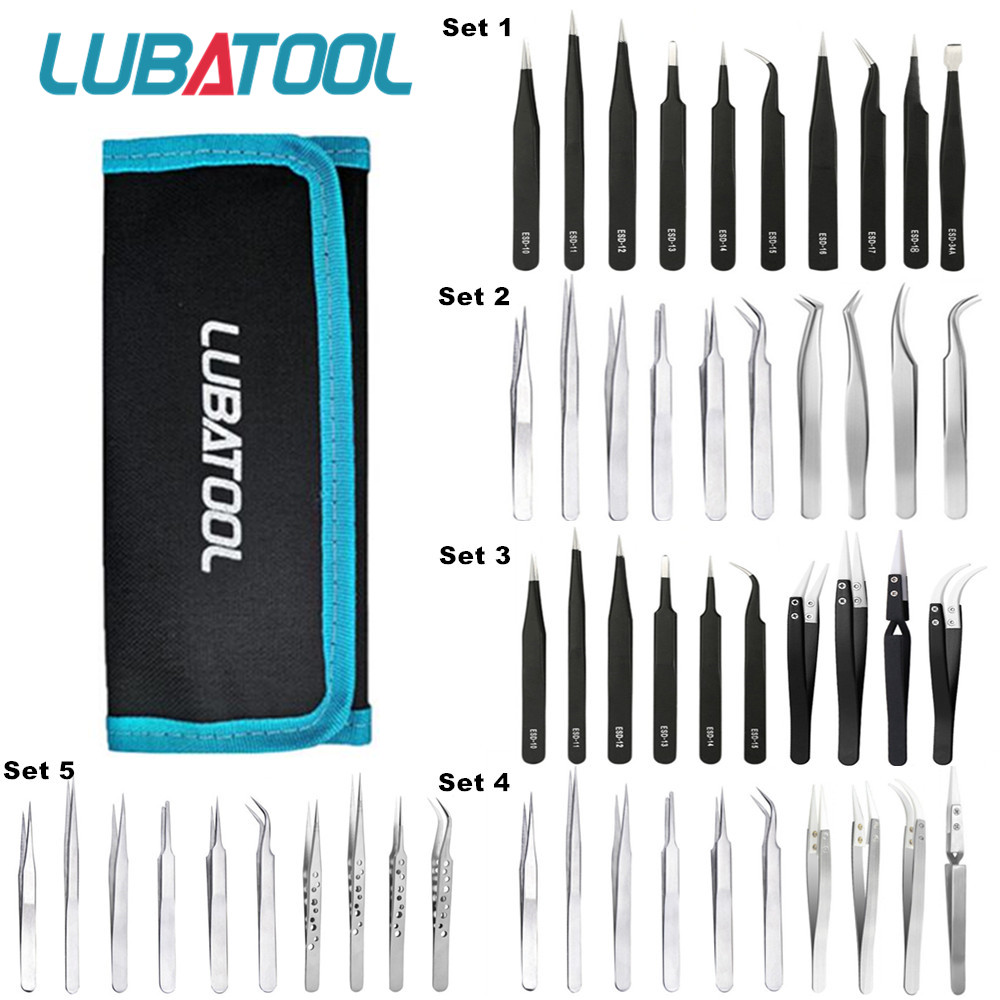 10 Pcs Tweezers Set Bag Stainl - огляд і ціна Electronics Repair Tool Kit